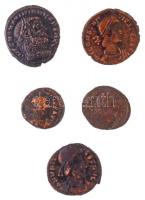 Római Birodalom ~4. század 5xklf Br érme T:3,3- Roman Empire ~4th Century 5xdiff Br coins C:F,VG