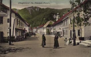 Pontebba, Pontafel; Haupstrasse / Via principale. Edizione Umberto Borghello / main street, shops