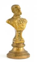 Ferenc József mini szobrocska, réz, az oldalán kis sérülésekkel, h: 5,5 cm
