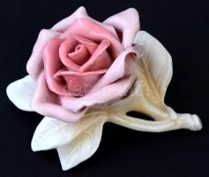 Ens porcelán rózsa, kézzel festett, jelzett, minimális lepattanással, 8×6 cm