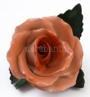 Herendi porcelán rózsa, kézzel festett, jelzett, minimális lepattanással, 7×8 cm