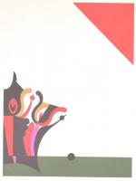 Korniss Dezső (1908-1984): Szűrmotívum. Szitanyomat, papír, jelzett. Művészpéldány EA. V/XV. Üvegeze...