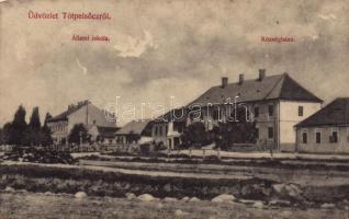 1911 Tótpelsőc, Pliesovce; állami iskola, községháza. Bolgár I. kiadása / school, town hall (EM)