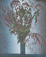 Olvashatatlan jelzéssel: Virág. Színes linómetszet, papír, sérült, 54×45 cm