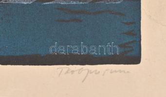 Olvashatatlan jelzéssel: Virág. Színes linómetszet, papír, sérült, 54×45 cm