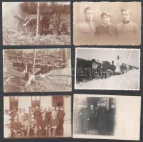 cca 1914-1940 10 db vegyes katonai fotólap, egyik felületén törésnyom, 9×14 cm