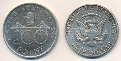 Amerikai Egyesült Államok 1968. 1/2$ Ag "Kennedy" + Magyarország 1994. 200Ft Ag "Deák...