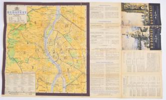 1941 Stadtplan von Budapest, Haupt- und Residenzstadt Ungarns térkép, kisebb szakadásokkal, 49×80 cm