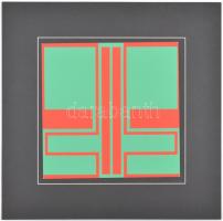 Müller-Brittnau, Willy (1938-2003): Zöld-piros kompozíció. Színes szitanyomat, papír, kartonra kasír...