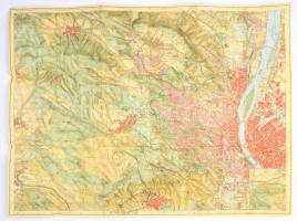 1934 Budai-hegyek, kirándulók térképe 1 sz., M. Kir. Állami Térképészet,93x62 cm