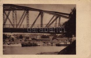 1928 Komárom, Komárnó; Kisdunahíd a kikötővel / bridge, port (EK)