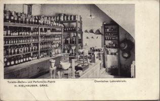 Graz, H. Kielhauser Toilette, Seifen und Parfumerie Fabrik, Chemisches Laboratorium / Toilet, soap and perfumery factory, chemical laboratory, interior (EB)
