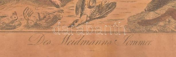 Des Weidmanns Sommer (A vadász nyara). Színezett rézkarc, Wien b. A. Gruber kiadói jelzéssel, XIX. s...