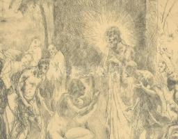 Kontuly Béla (1904-1983): A házasságtörő nő. Rézkarc, papír, jelzett és datált (Nemessányi Kontuly B...