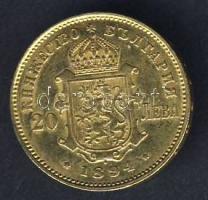 Bulgária/magyar verdejel 1894KB 20L Au 6,4516g I.Ferdinánd T:2+/2 HUNGARIKA!