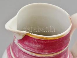 Karlsbad porcelán kancsó, matricás, jelzett, kopásokkal, lepattanással, m: 19 cm