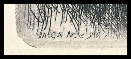 Varga Nándor Lajos (1895-1978): Dunakanyar. Rézkarc, papír, jelzett a karcon, 7,5×12 cm