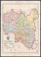 cca 1939 Tolna vármegye térképe, 1:335.000, Bp., M. Kir. Honvéd Térképészeti Intéztet, szakadt, 31x23 cm