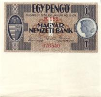 1938. 1P (2x) azonos sor- és sorozatszámokkal, csak pár ívet nyomtak így! T:gyári gyűrődésekkel, egyébként I