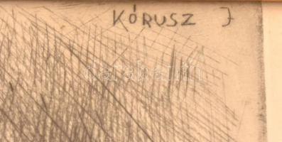 Kórusz József (1927-2010): Gyümölcsök. Rézkarc, papír, jelzett, üvegezett, aranyozott fa keretben, 3...