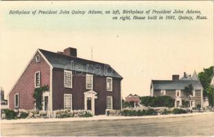 Quincy (Massachusetts), Birthplace of President John Quincy Adams, on left, Birthplace of President John Adams, on right, House built in 1681