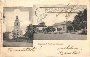 1905 Nyírmada, Református templom, Olvasókör. Hunyady fényképész kiadása, Art Nouveau (Rb)