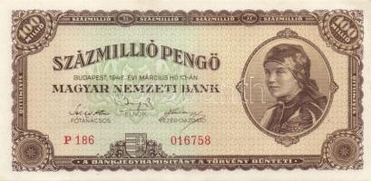 1946. 100.000.000P (3x) egymásutáni sorszámokkal T:I