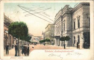 1902 Székesfehérvár, Nádor utca, Stignitz kávéház, Városi színház, Gondor üzlete (EK)