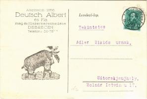 1933 Debrecen, Deutsch Albert és Fia mag és fűszerkereskedése, üzlet reklámlapja törpékkel. Deutsch Albert és Fia levele a hátoldalon (EK)