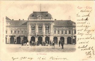 1901 Eger, Új Városháza, Lázár Jónés és Társai, Braun Adolf, Rotschild üzlete, Gyógyszertár (EB)