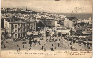 1928 Tangier, Tanger; Vue prise de la Poste Chérifienne / square, market, shops