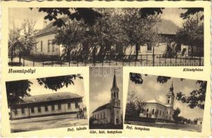 1938 Hosszúpályi, Községháza, Református templom és iskola, Görögkatolikus templom. Hangya kiadása