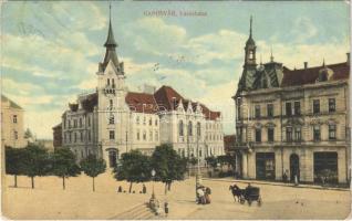 1912 Kaposvár, Városháza, üzletek. Szabó Lipót kiadása (EK)