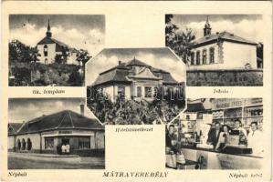 1951 Mátraverebély, Római katolikus templom, iskola, Hitelszövetkezet, népbolt, üzlet, belső (gyűrődés / crease)