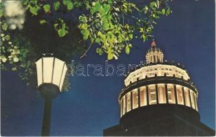 Rochester (New York), night view of Rush Rhees Library tower, University of Rochester River Campus, photo