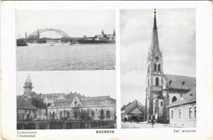 1933 Ráckeve, híd, Duna, utca, református templom (EK)