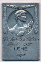 1930. Fil. Kurír Prop. Kiállítása Bpest. 1930 LEHE díja ezüstözött fém plakett (59x40mm) T:2