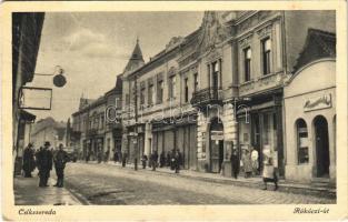 Csíkszereda, Miercurea Ciuc; Rákóczi út, Barcsi Károly üzlete / street, shops (Rb)