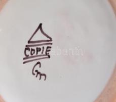 Habán mázas kerámia ón fedéllel. Jelzett, múzeumi másolat. Hibátlan. 26 cm