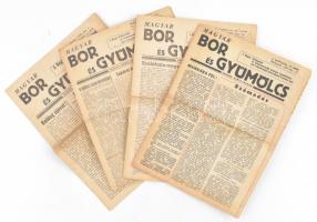 1946-1948 Bp., Magyar Bor és Gyümölcs c. folyóirat 4 db száma, I. évfolyam 10. száma, II. évfolyam 26. és 28. száma, III. évfolyam 1. száma