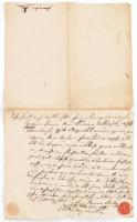 1832 Kézzel írott levél Keblovszky Lajosnak címezve, latin nyelven, viaszpecséttel
