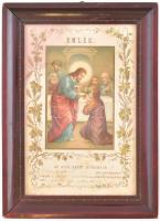 1901 Szentáldozási emlék litho kép üvegezett keretben. 10x15 cm
