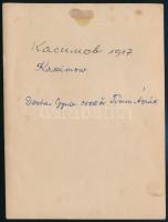 1917 Kasimov, három katona, hátoldalon feliratozott fotó, 12×9 cm