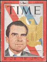 1955 Time magazin 1955. okt. 10. száma, a borítóján Nixon-nal, kopott borítóval, 68 p.