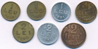 Románia 1947-1951. 1L - 2L (7xklf) T:1-,2 Romania 1947-1951. 1 Leu - 2 Lei (7xdiff) C:AU,XF