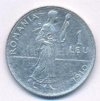 Románia 1910. 1L Ag T:2 kis patina Romania 1910. 1 Leu Ag C:XF small patina Krause KM#42
