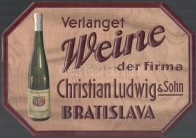 Verlanget Weine der Firma Christian Ludwig & Sohn Bratislava karton tábla, jó állapotban, 24×34 cm