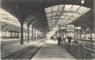 Wroclaw, Breslau; Inneres des Hauptbahnhofs, Bahnsteig 3 / railway station. Dr. Trenkler Co. 1907. Brs. 160.