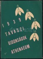 1939 Athenaeum Tavaszi újdonságok kiadvány árjegyzék 8 p.