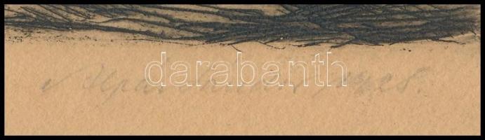 Alpár Sándor (1935-2004):  Falu vége. rézkarc, papír, jelzett, 16x19 cm